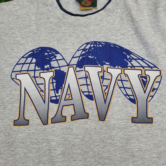 Vintage 90s USN Navy Shirt XL 23x27 Gray Boxy - Picture 8 of 12